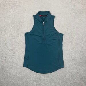 Greyson Womens XS Teal Green Sleeveless Quarter Zip Golf Polo Mock Neck Top